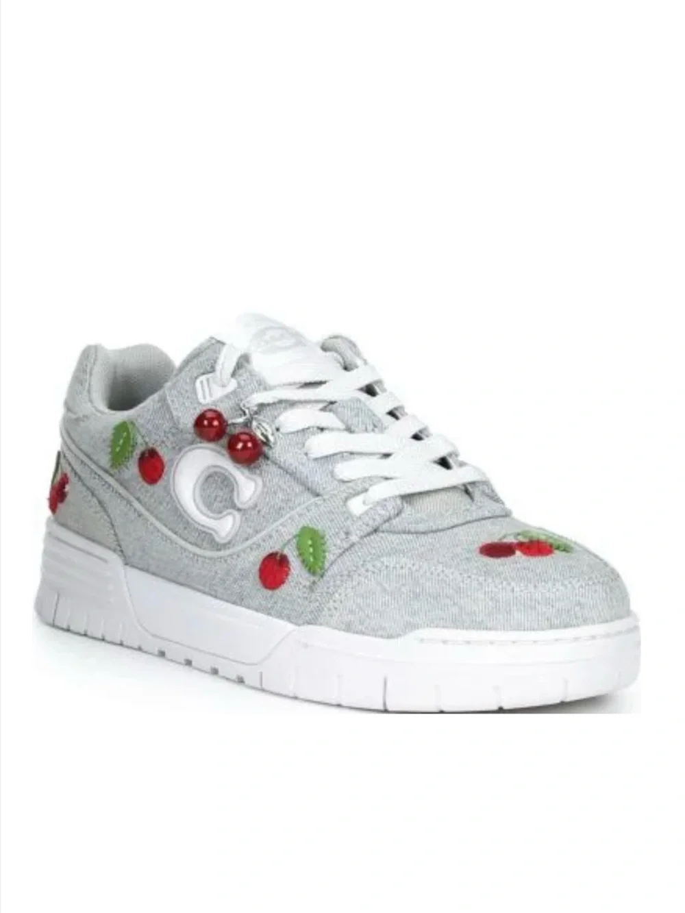 COACH Women's Soho Cherry Denim Charm Ornament Detail Sneakers